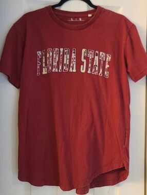 Florida State FSU Floral Spellout Round Hem Tee Shirt Large